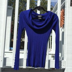 Long-sleeve Royal Blue Cowl-Neck Sweater
